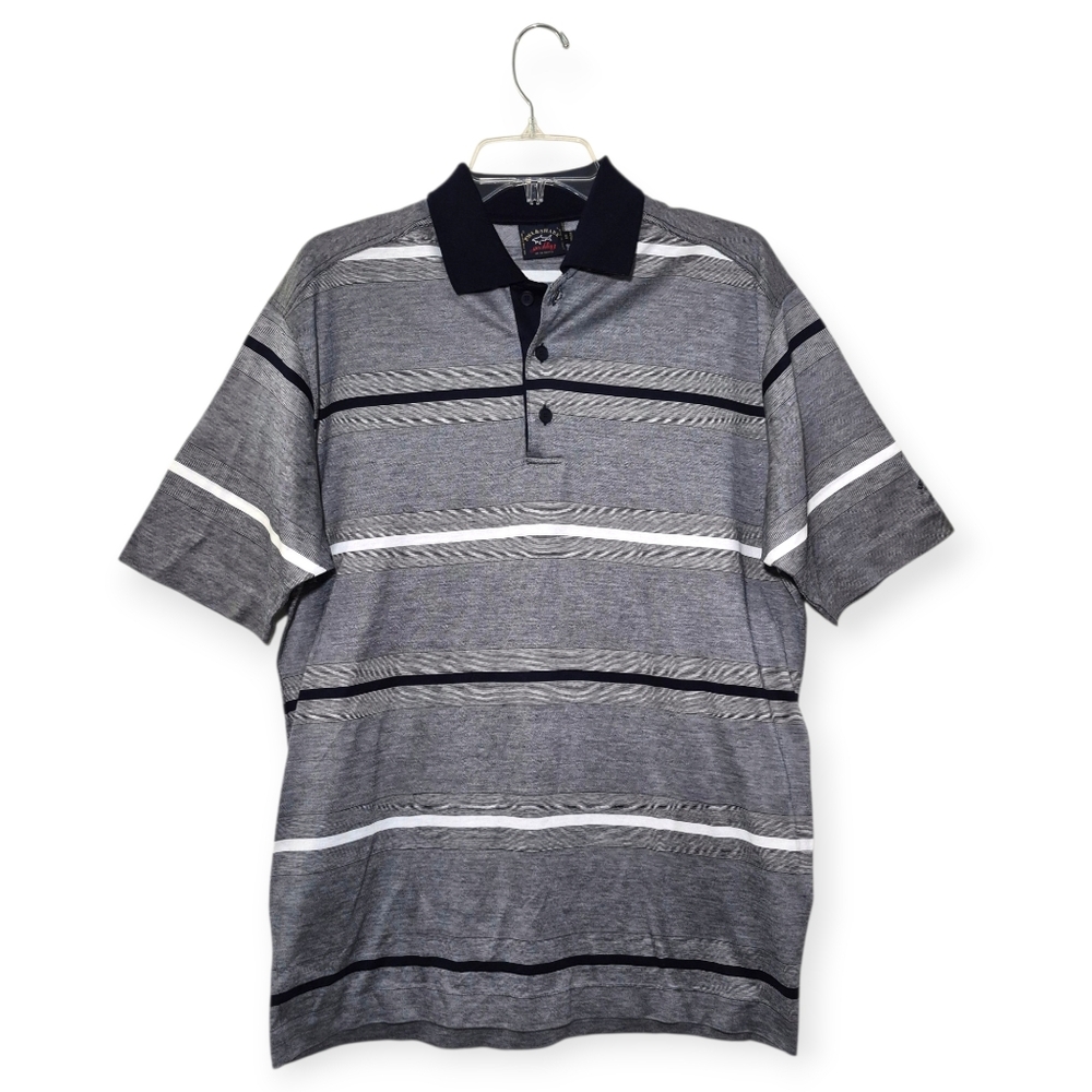 PAUL & SHARK YACHTING Striped Polo Shirt Black White Large